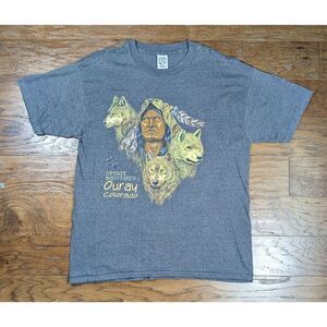 Vintage Native American Ouray Co Wolves Spirit Brothers T Shirt XL Single Stitch